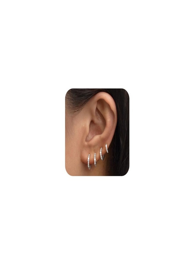LEXODY Silver Hoop Earrings Set for Women, Lightweight Small Sterling Silver Hoop Huggie Earrings Multiple Piercing Hypoallergenic Cartilage Earrings for Women Trendy Jewelry Gifts - Image 1